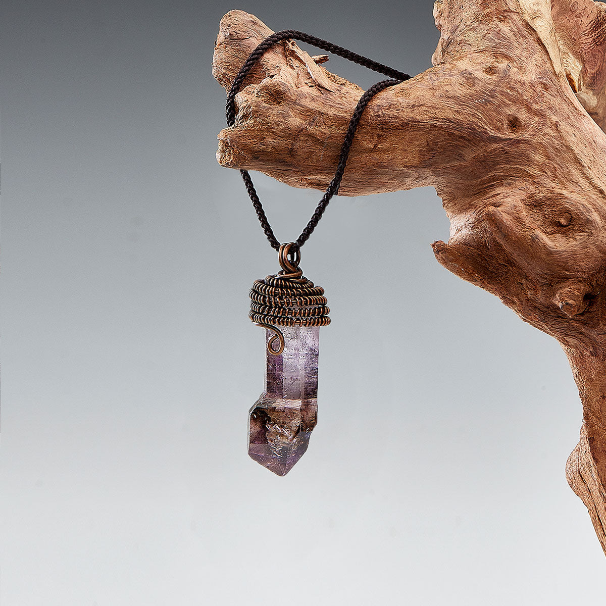 Copper Capped Amethyst Point Pendant Necklace