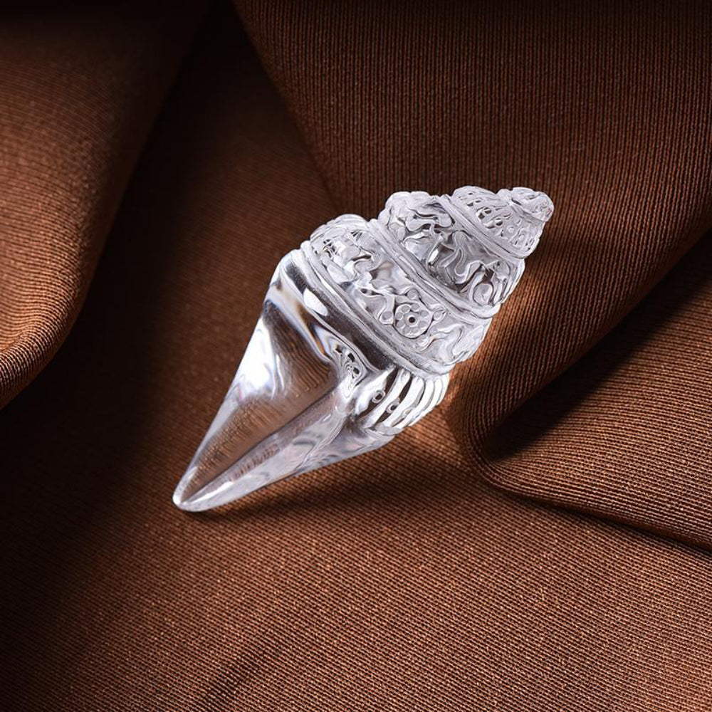 Prosperity Healing Clear Crystal Conch Shell Pendant