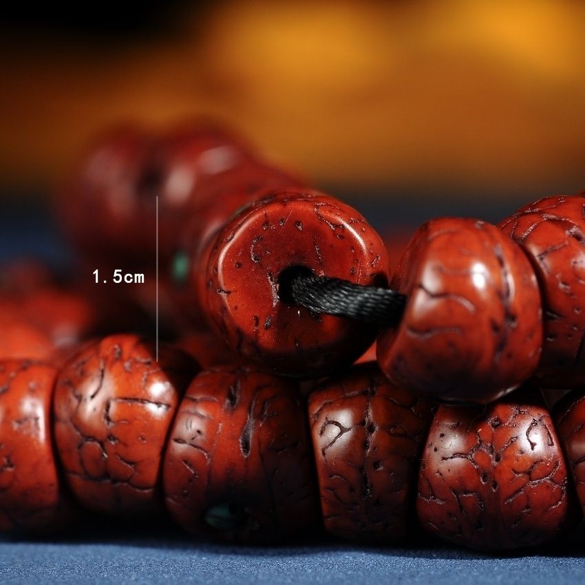 Bead size reference image for phoenix eye bodhi mala bracelet