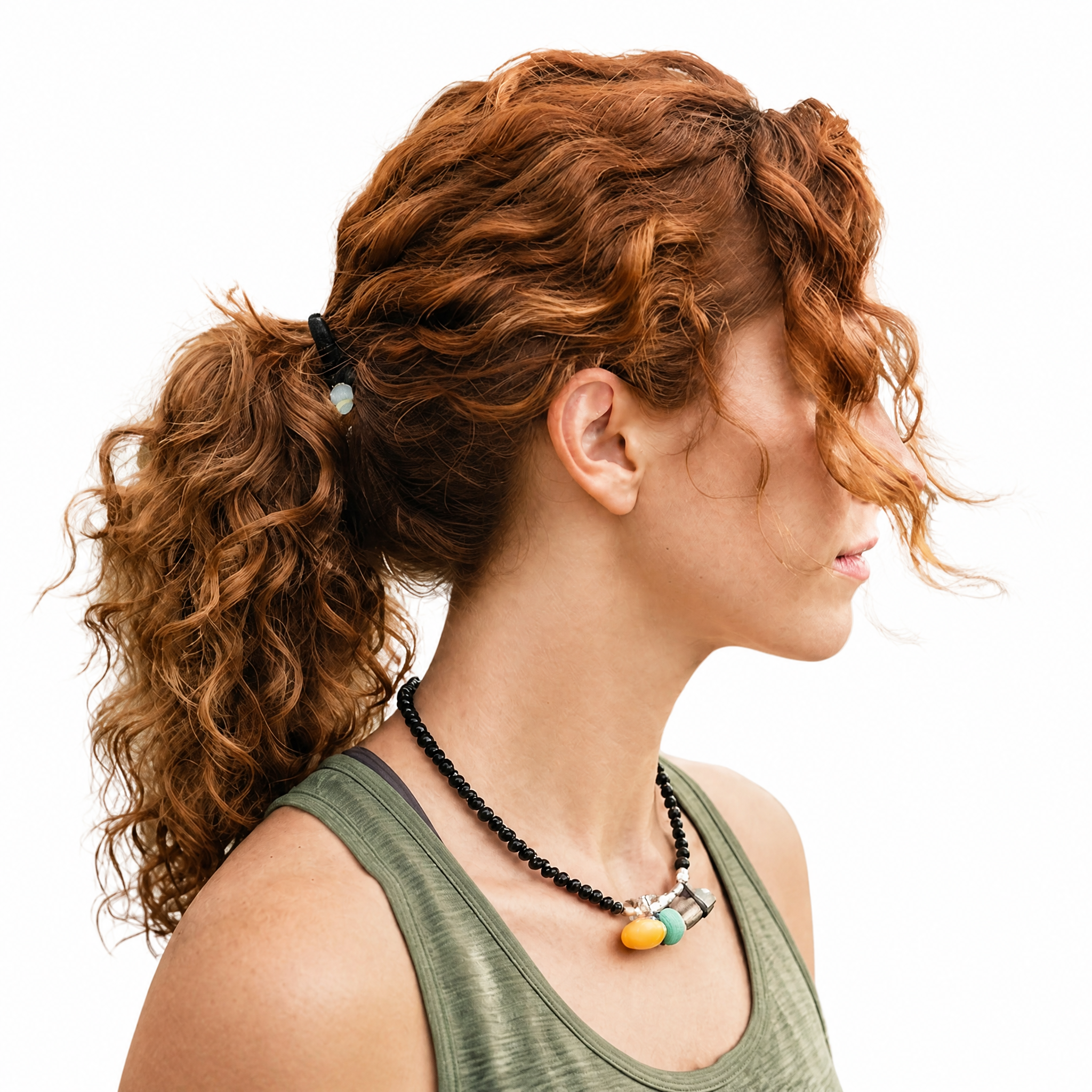 Minimal Black Agate Necklace with Amber, Turquoise, and Silver Accents