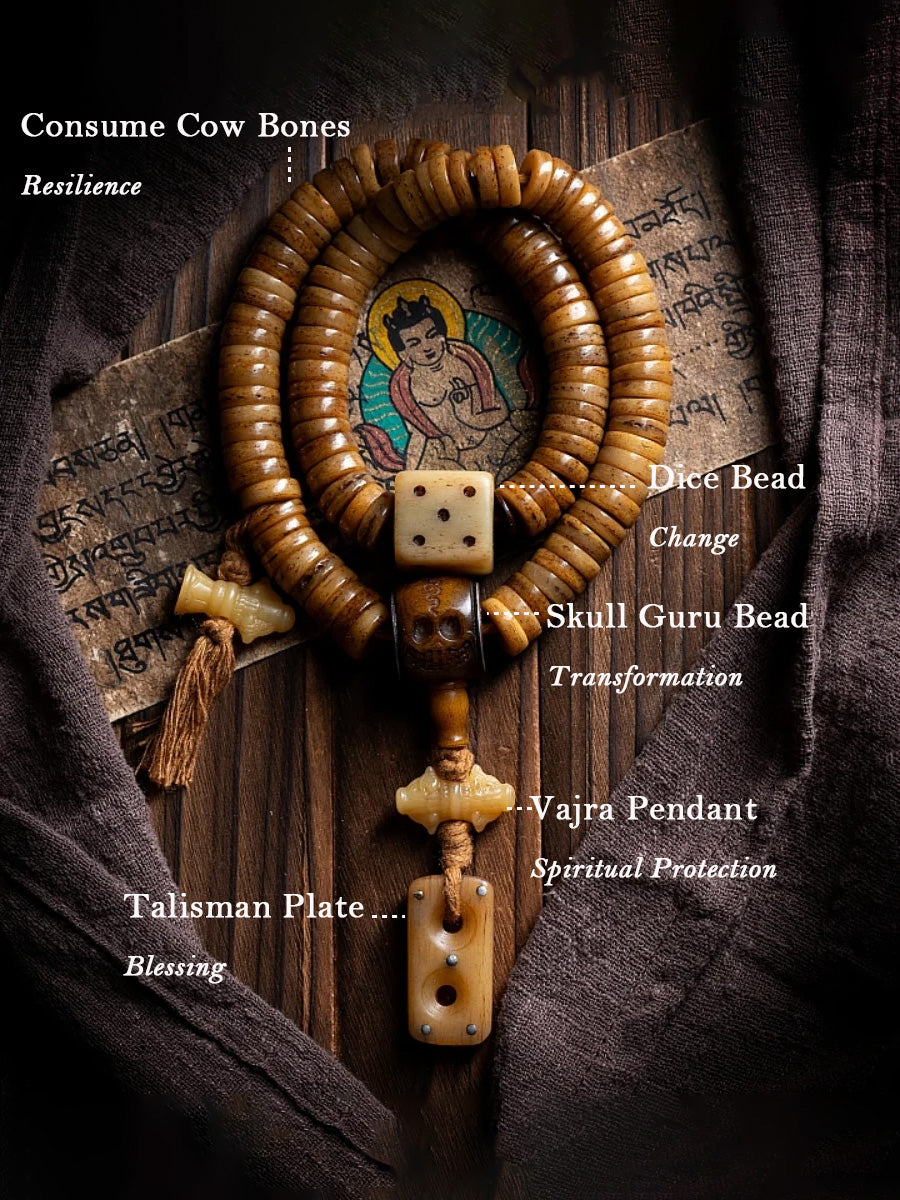 Guardian Yak Bone Protection 108 Mala Beads - Handcrafted Energy Talisman