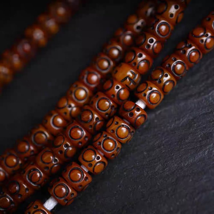 Tibetan Yak Bone Impermanence Skull Mala Beads