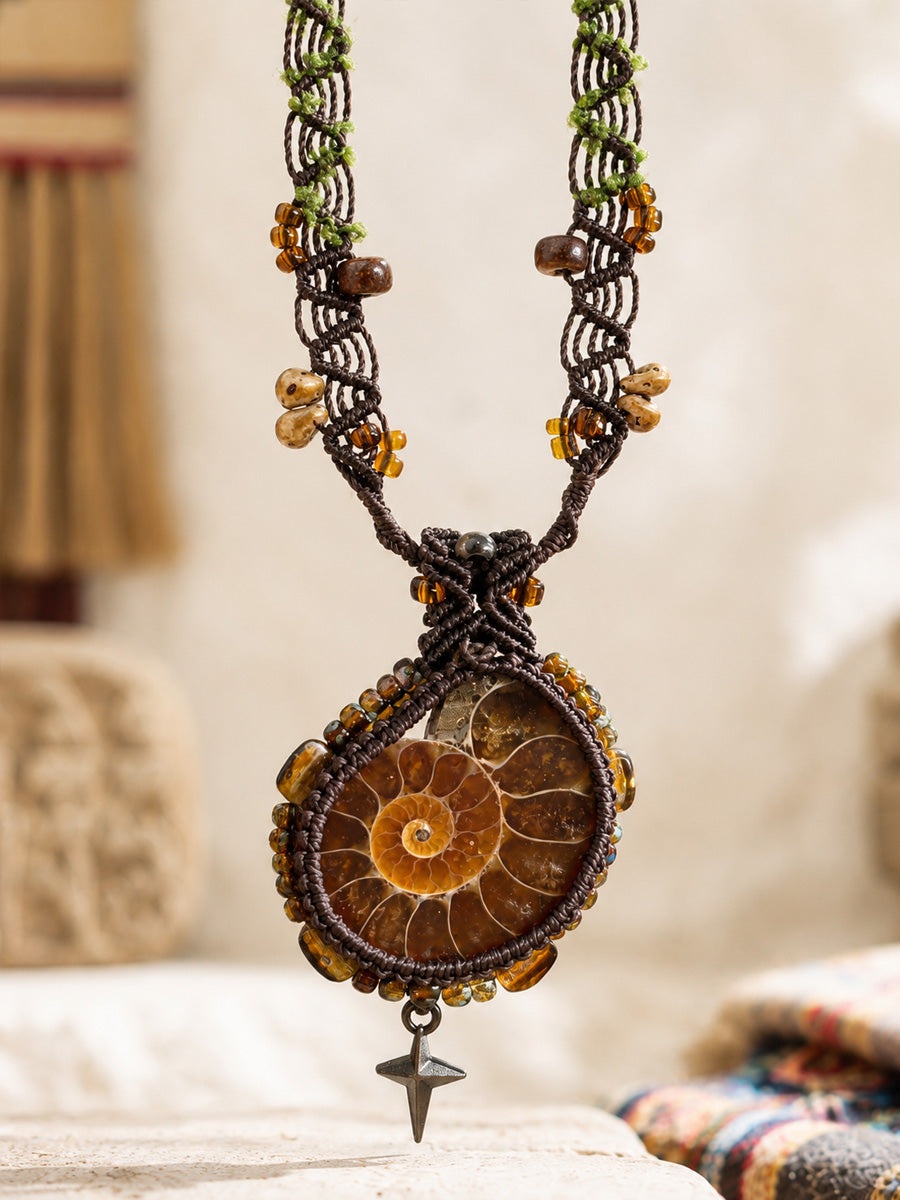 Ancient Spiral Ammonite Pendant Necklace