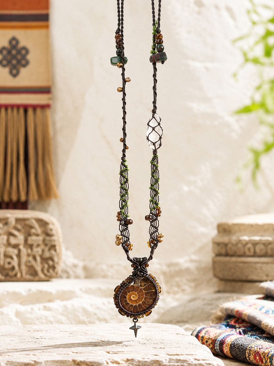 Ancient Spiral Ammonite Pendant Necklace