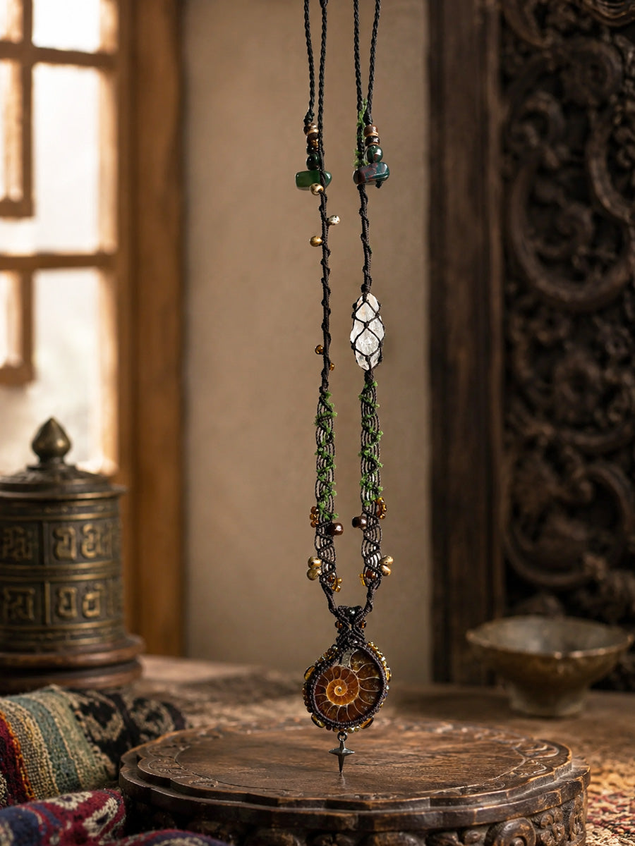 Ancient Spiral Ammonite Pendant Necklace