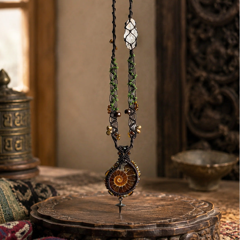 Ancient Spiral Ammonite Pendant Necklace