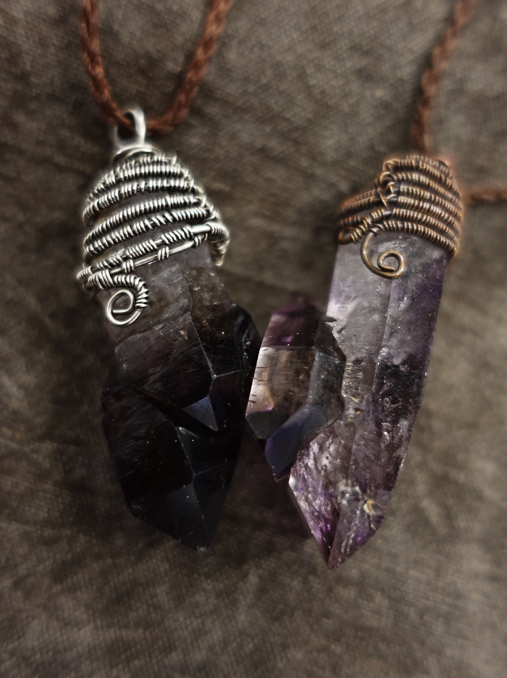 Copper Capped Amethyst Point Pendant Necklace