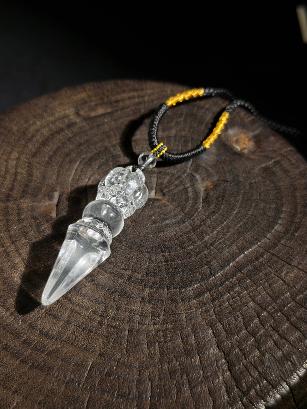 Tibetan Vajra Clear Quartz Crystal Protection Amulet