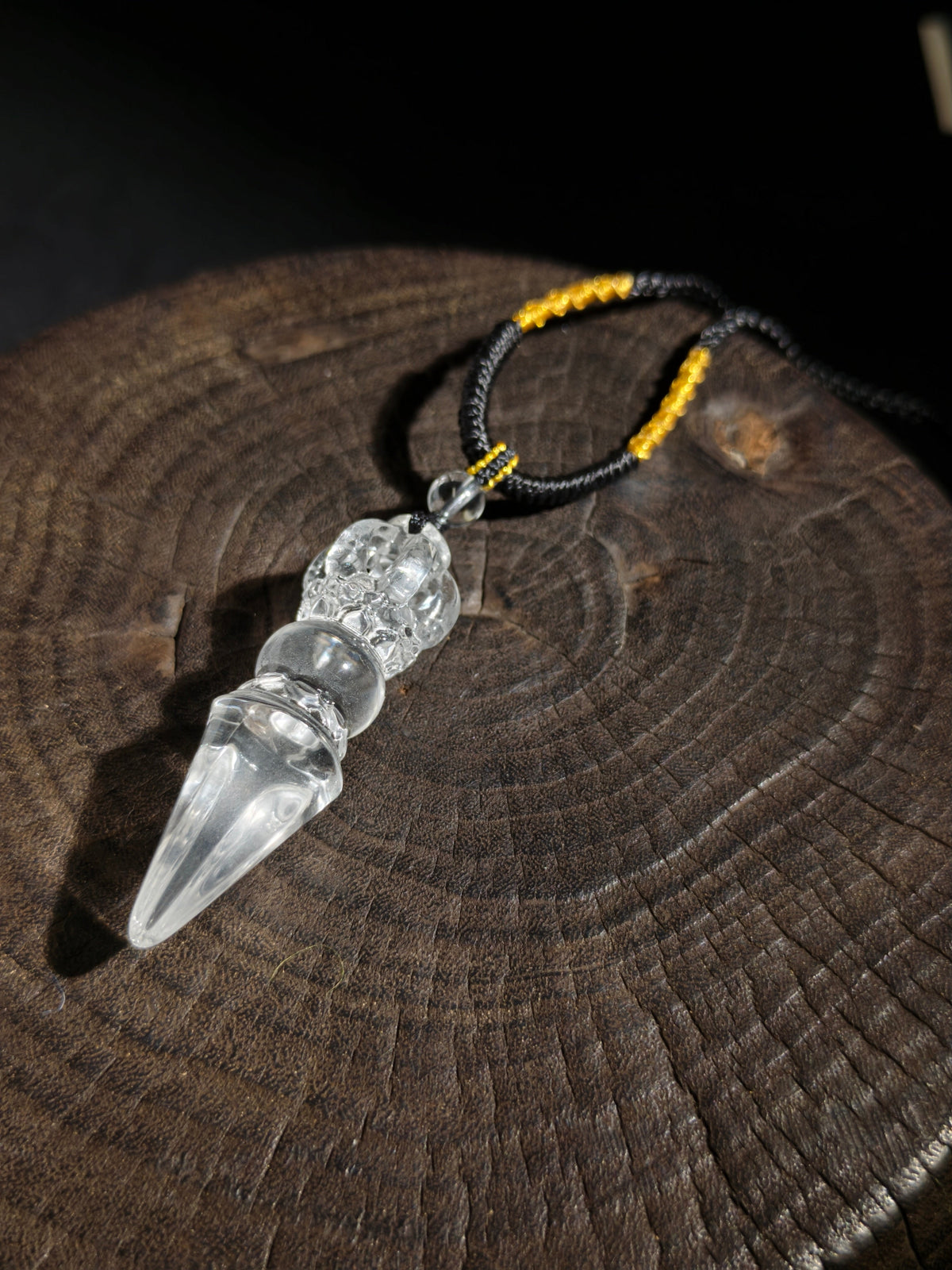 Tibetan Vajra Clear Quartz Crystal Protection Amulet