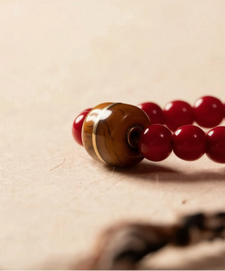 Huaiye Red Tibetan Liuli Glass 108 Mala in Light Tibetan Style