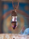 Copper Capped Amethyst Point Pendant Necklace
