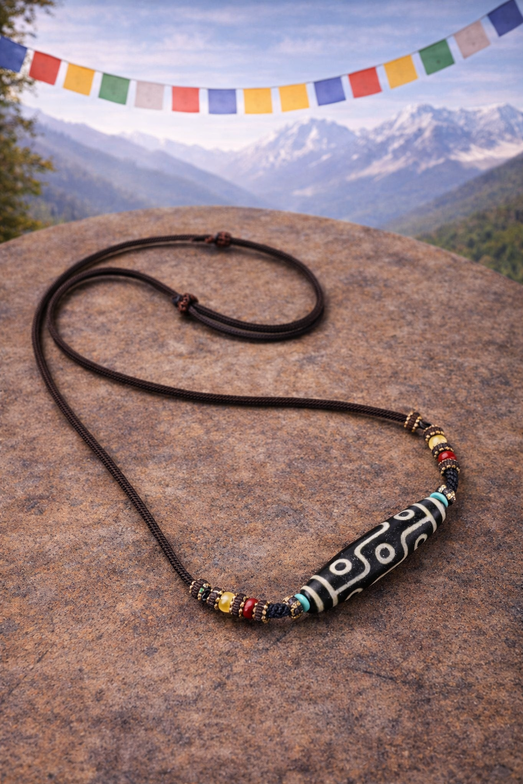Nine-Eye Dzi Wish Fulfillment Tibetan Necklace