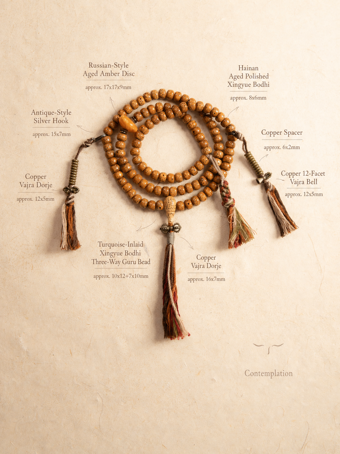 Xingyue Bodhi 108 Mala, 8 x 6 mm