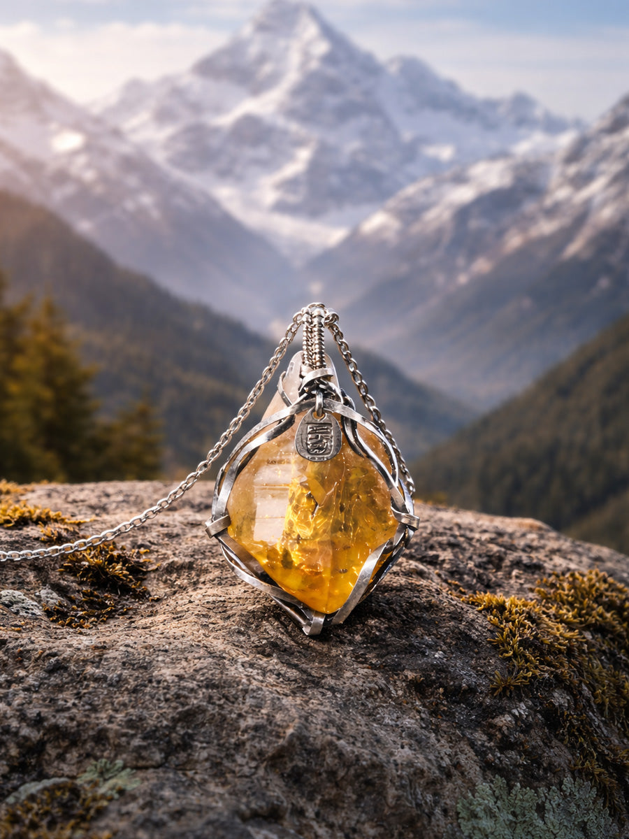 Citrine Totem Silver Necklace