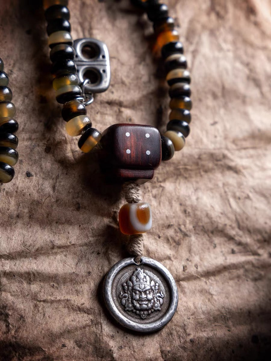 Yellow Jambhala Goat Horn 108 Mala Necklace for Prosperity and Abundance