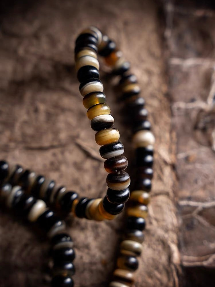 Yellow Jambhala Goat Horn 108 Mala Necklace for Prosperity and Abundance