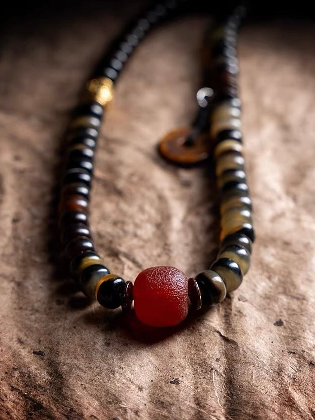 Yellow Jambhala Goat Horn 108 Mala Necklace for Prosperity and Abundance