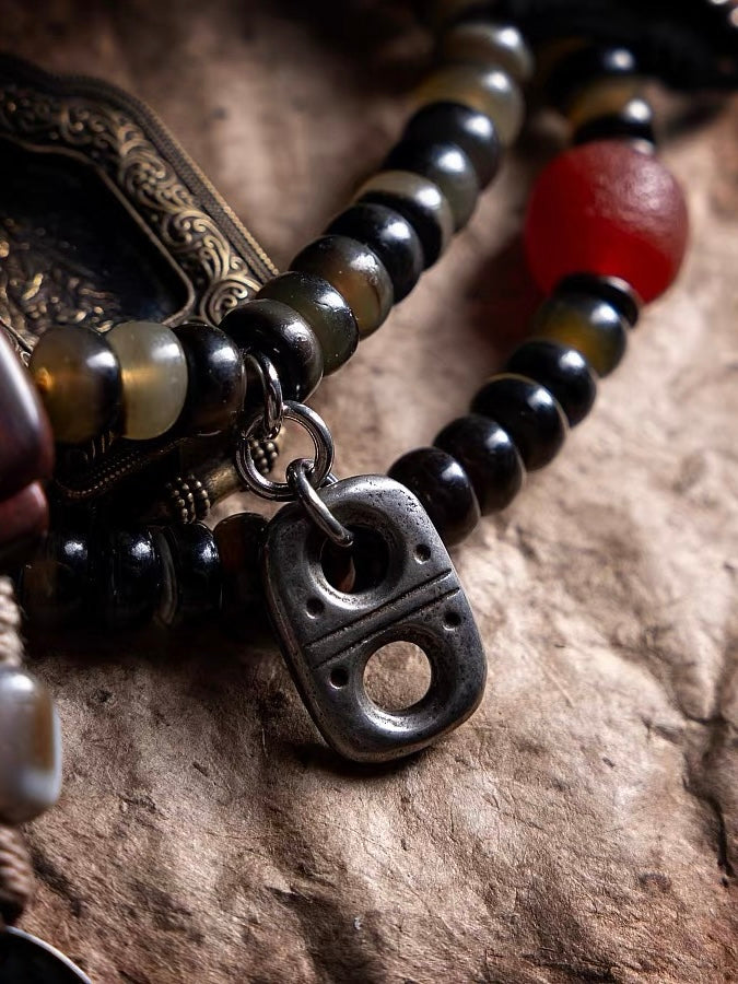 Yellow Jambhala Goat Horn 108 Mala Necklace for Prosperity and Abundance