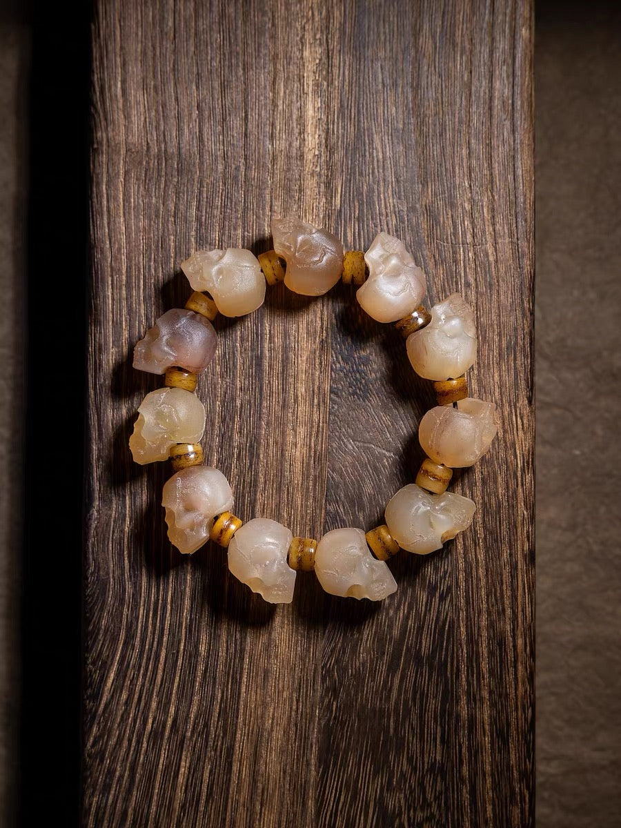 Citipati Skull Goat Horn Protection Bracelet