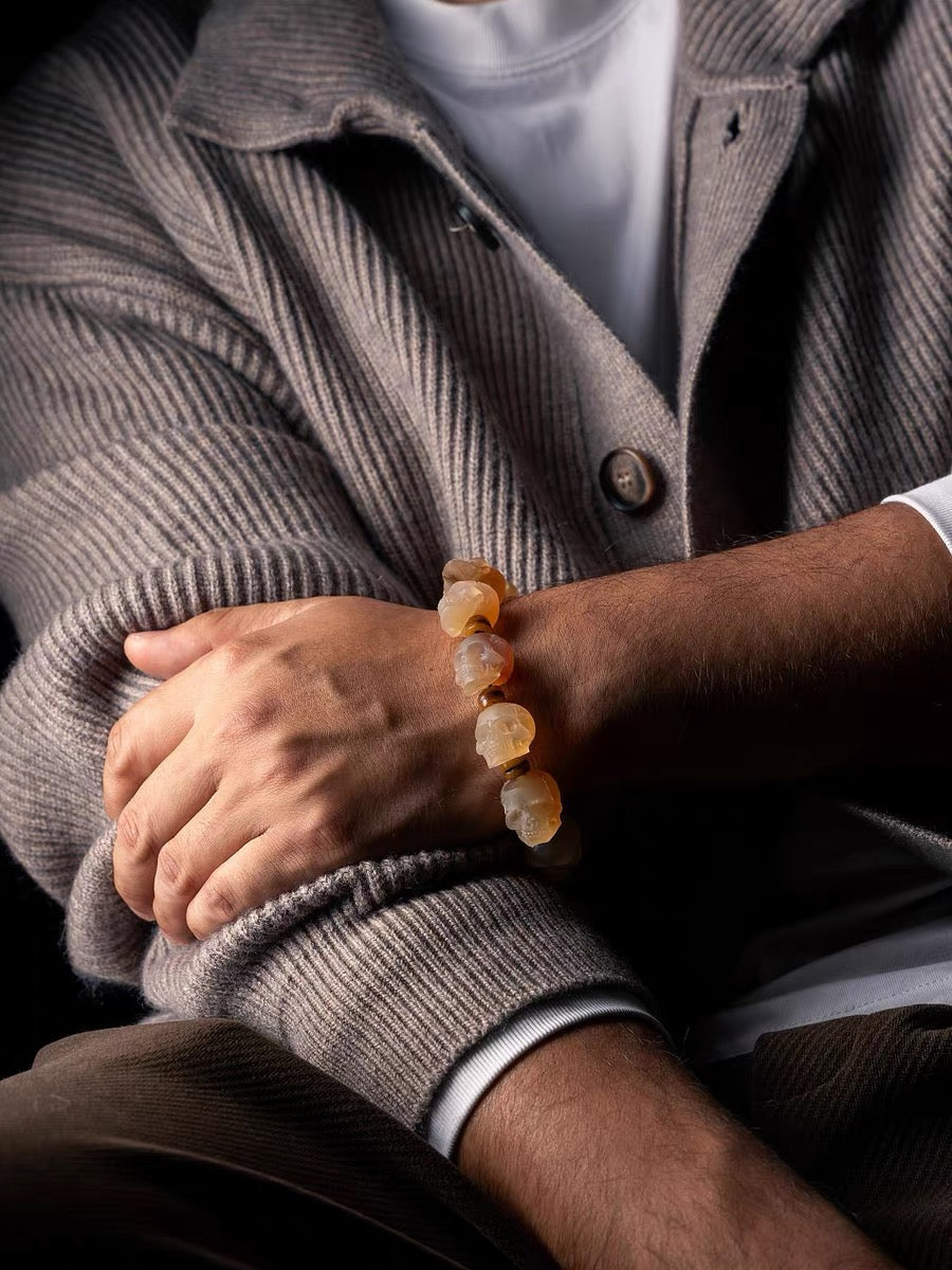 Citipati Skull Goat Horn Protection Bracelet