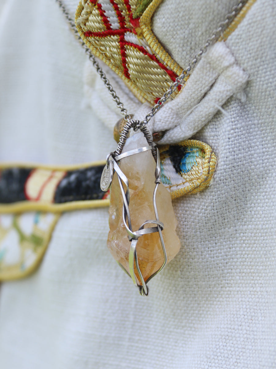 Citrine Totem Silver Necklace