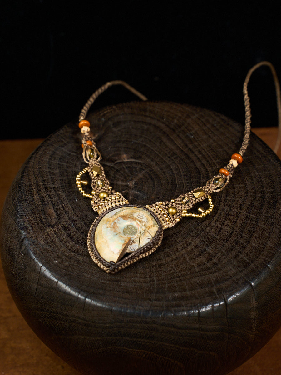 Citrine Macrame Knotted Necklace