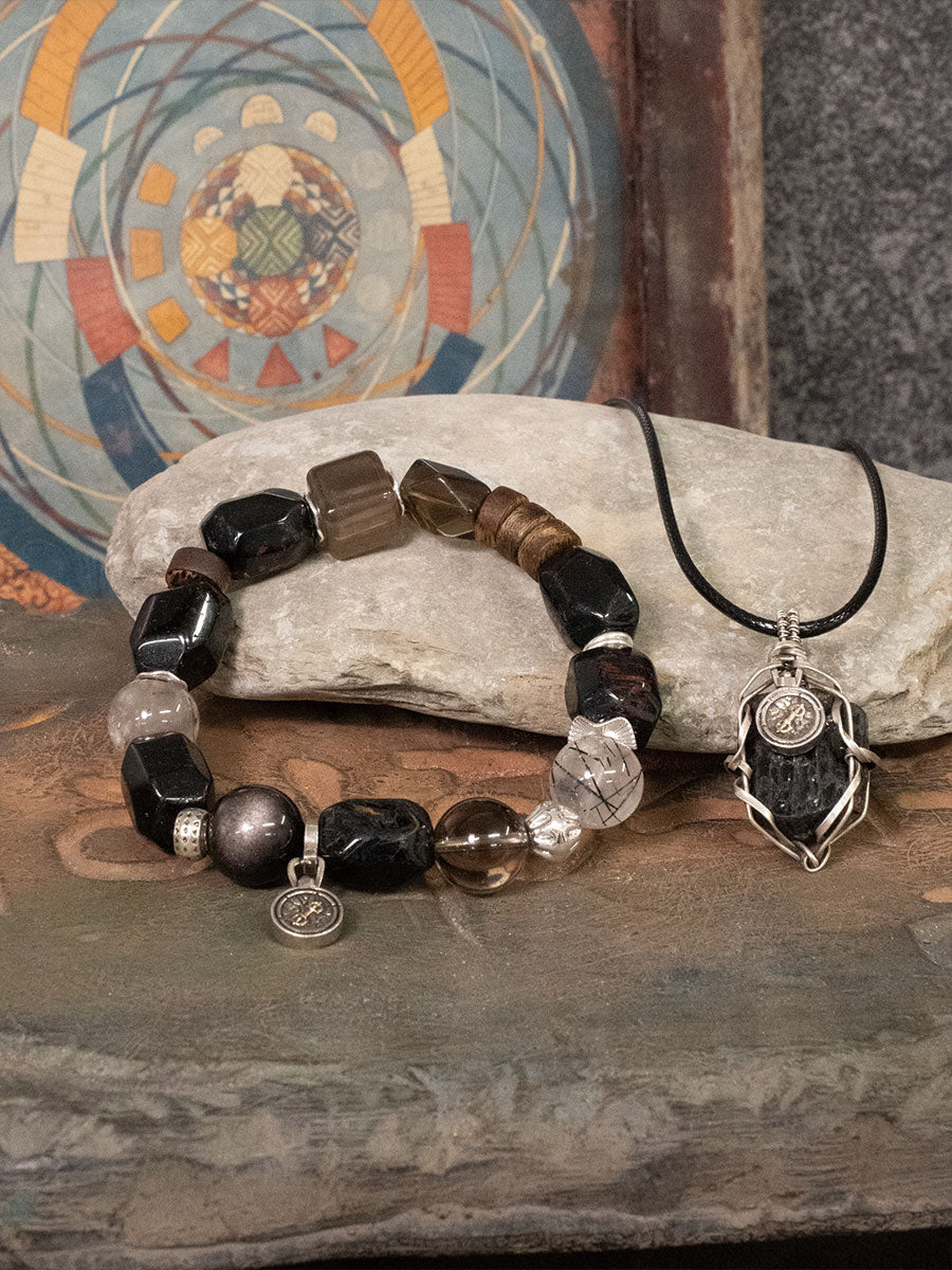 Black Tourmaline Woven Guard Bracelet