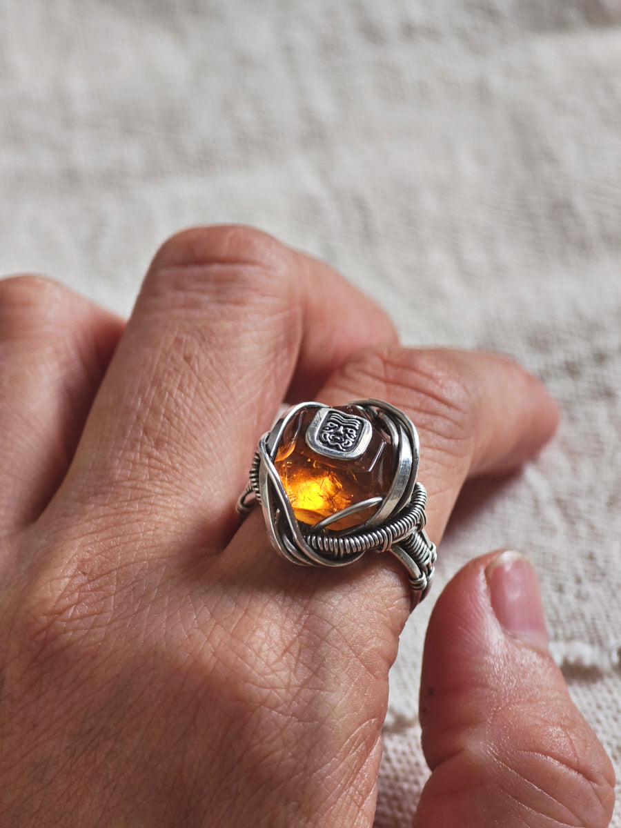 Citrine Totem Silver Necklace