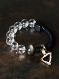 Crystal & Obsidian Harmony Bracelet with Ebony and Brass