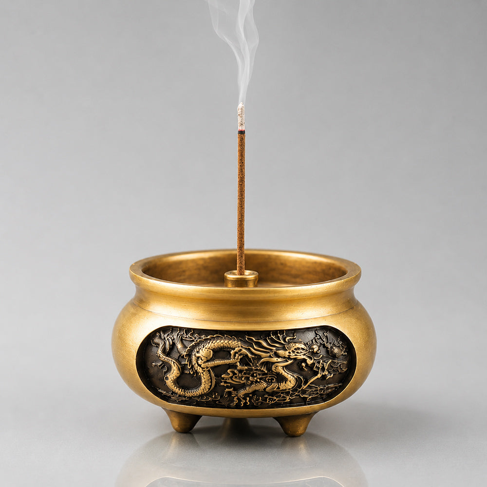Small Copper Dragon Stick Incense Burner