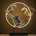 Illuminated Dragon With Lotus Incense Burner