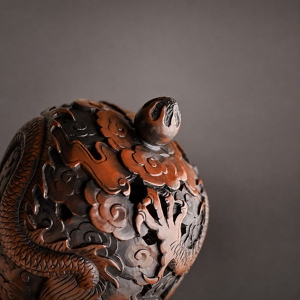 Handmade Purple Clay Dragon Incense Burner