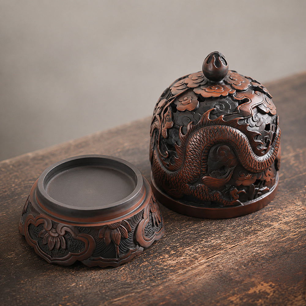 Handmade Purple Clay Dragon Incense Burner