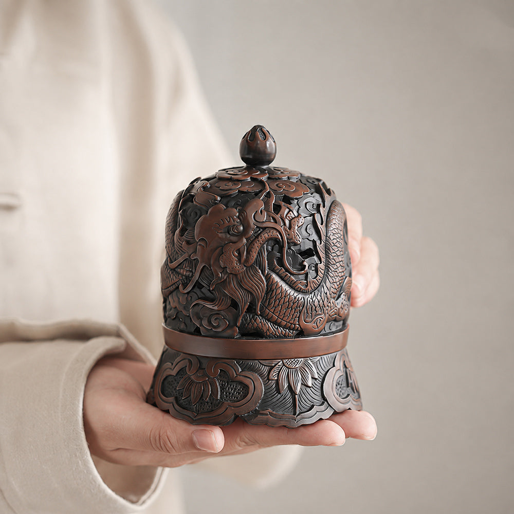Handmade Purple Clay Dragon Incense Burner