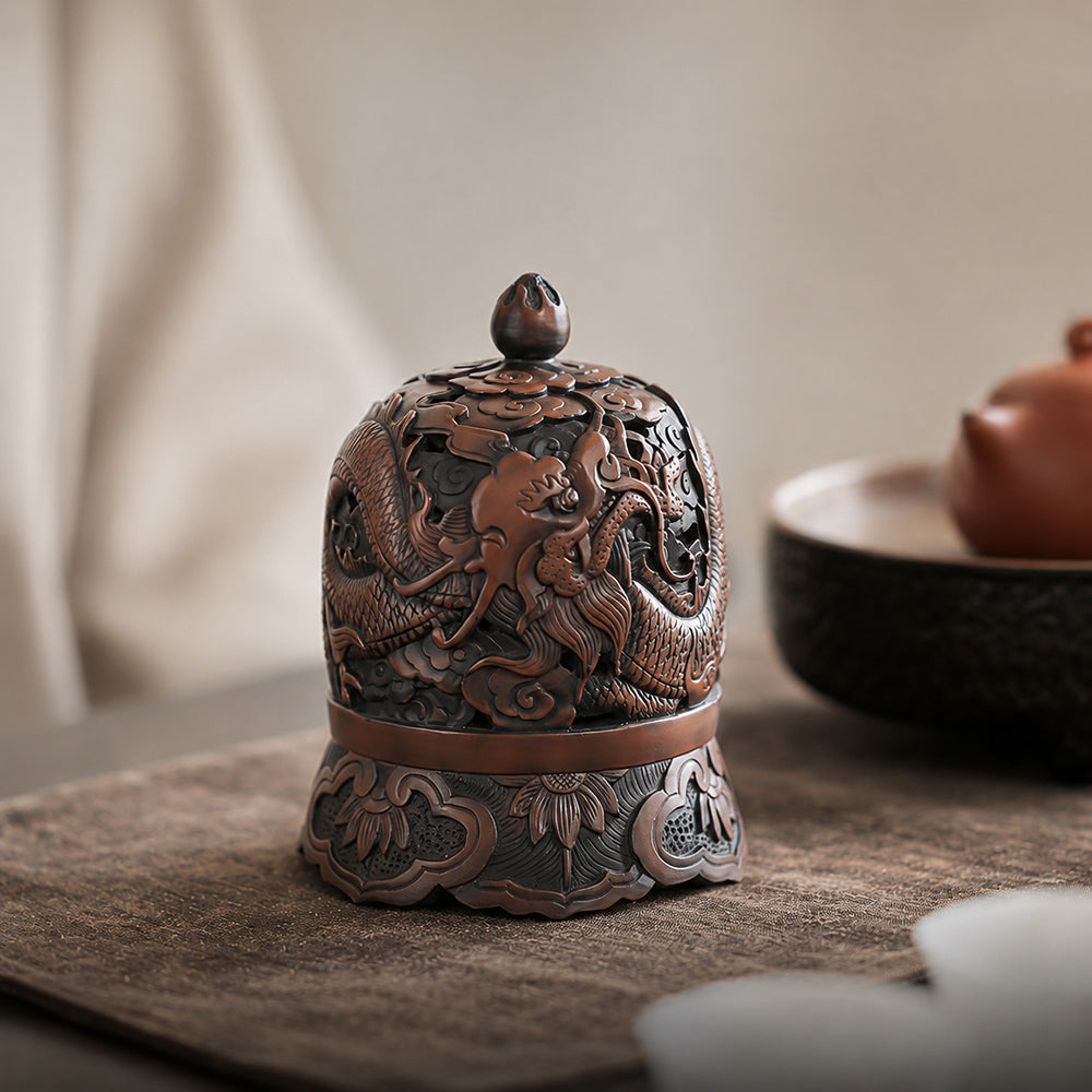 Handmade Purple Clay Dragon Incense Burner