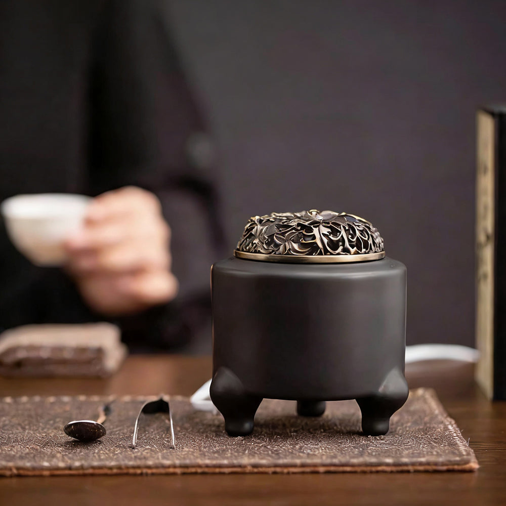 Black Pottery Electric Resin Incense Burner