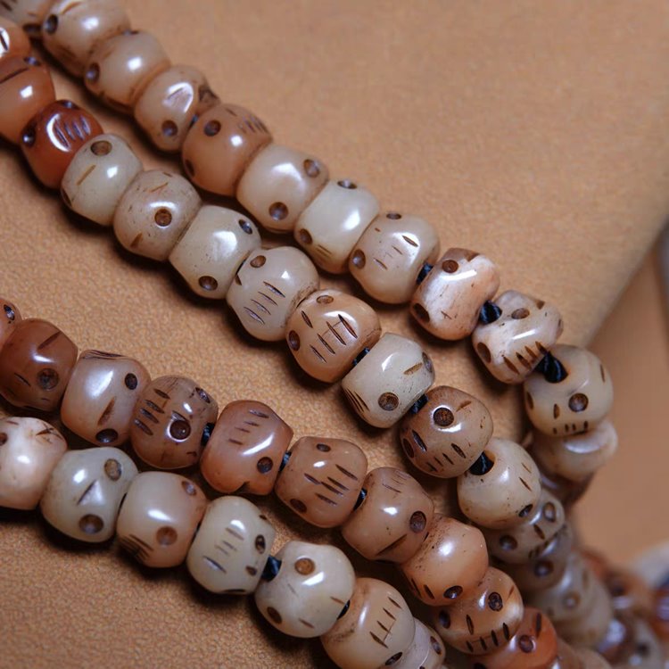 Tibetan Yak Bone Mens Mala Necklace