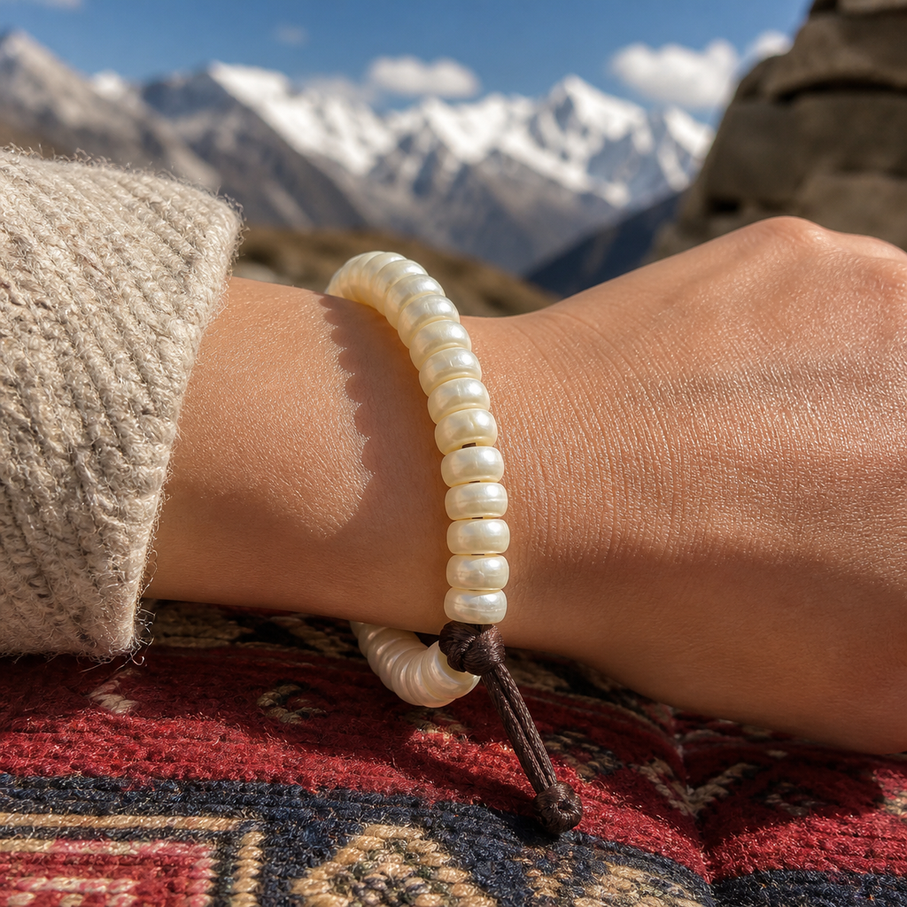 Source-Described Tibetan Old Pearl Prayer Beads, 8.5 mm