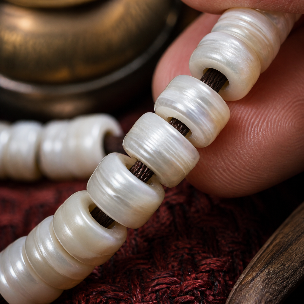 Source-Described Tibetan Old Pearl Prayer Beads, 8.5 mm