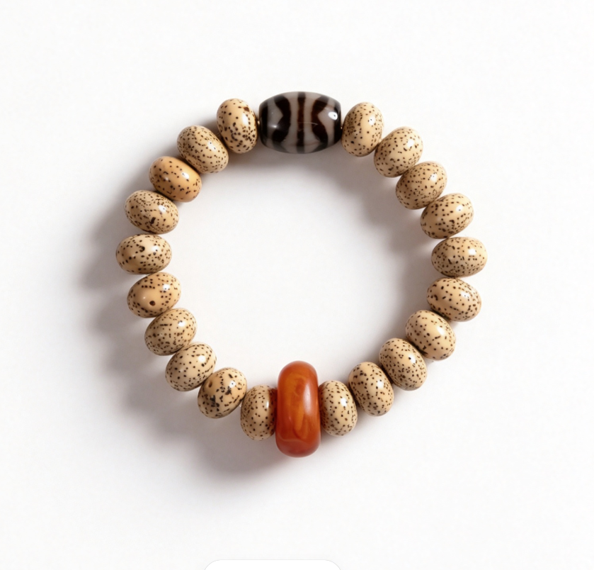 Bodhigatha Guanzhao Xingyue Bodhi Bracelet with Dzi-Style Bead