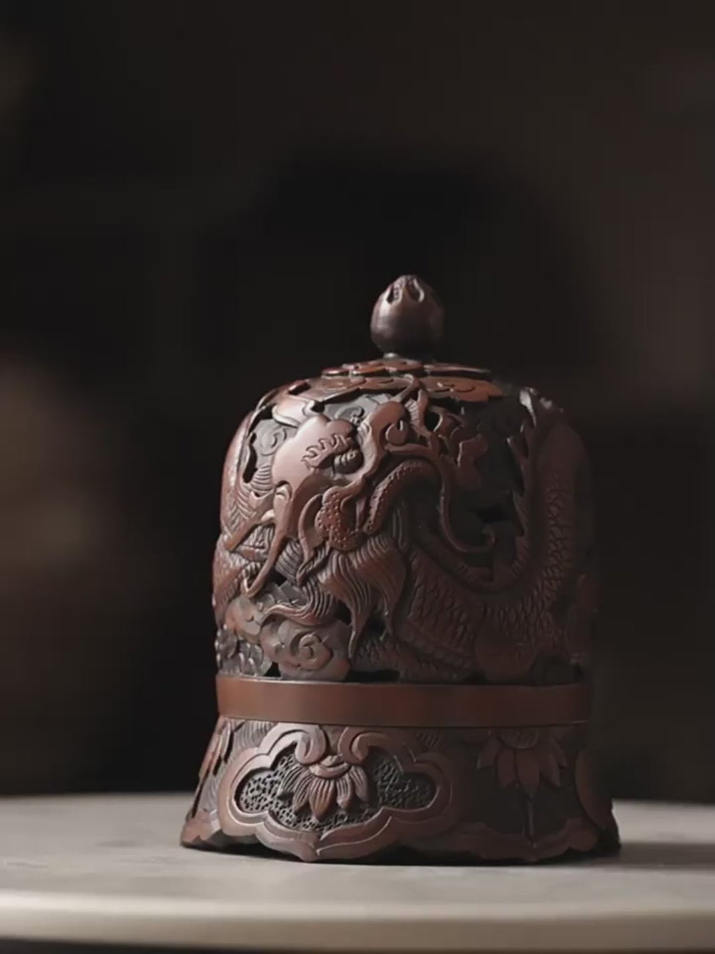 Handmade Purple Clay Dragon Incense Burner