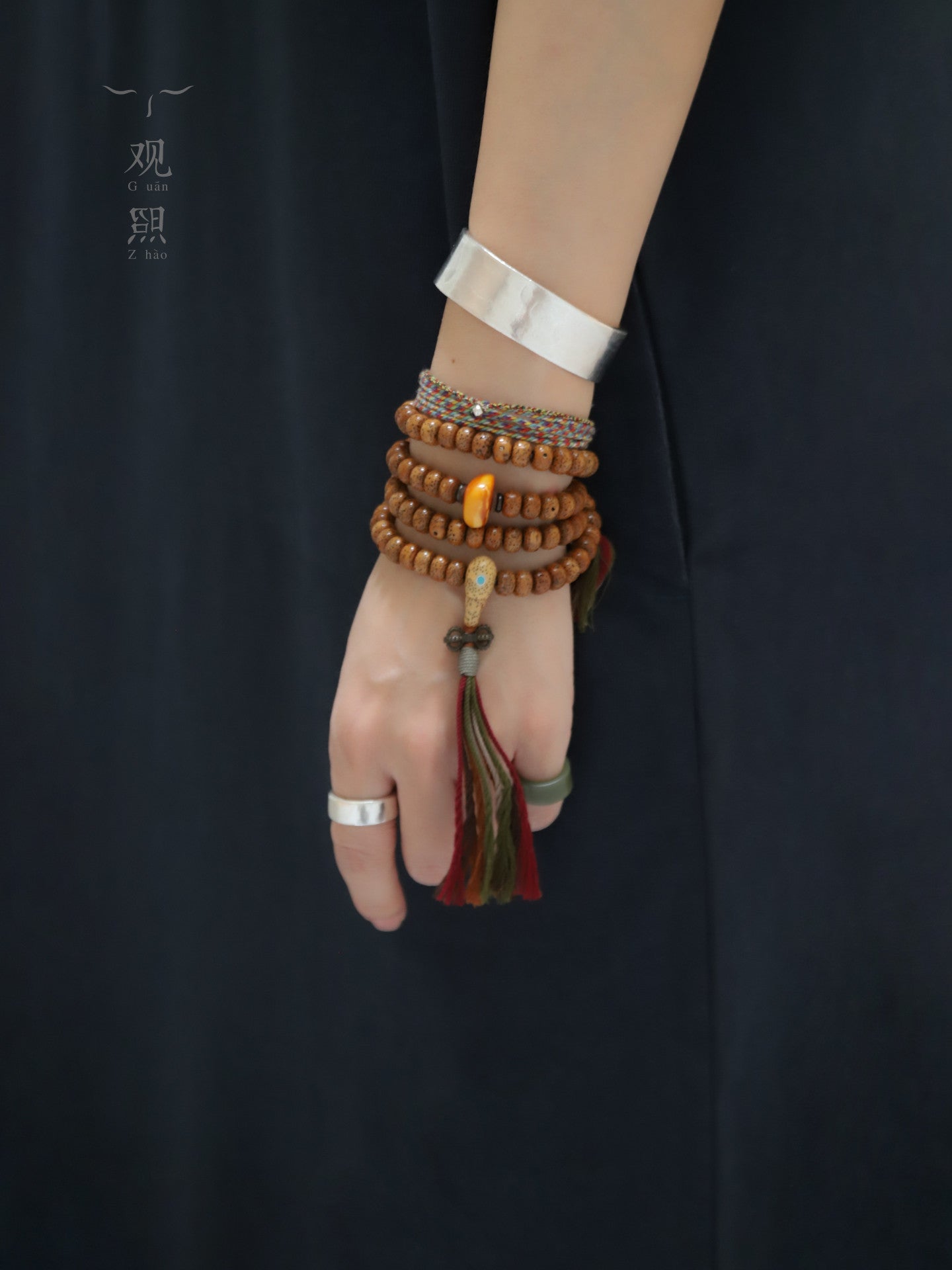 Tibetan-style Xingyue bodhi mala shown as handheld prayer beads