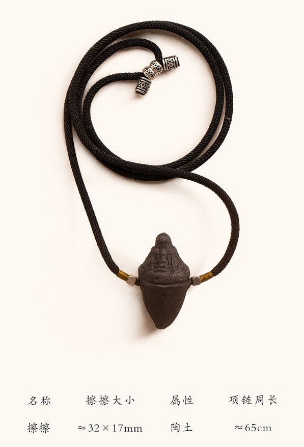 Tibetan handmade tsatsa pendant necklace with black braided cord