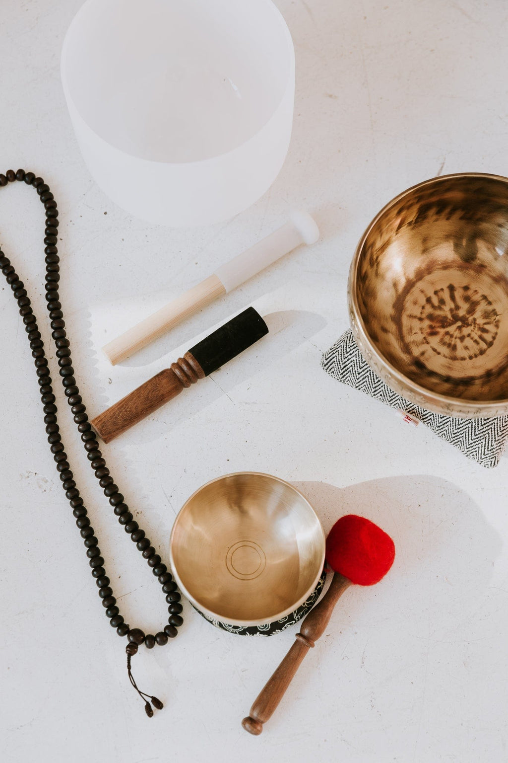 Dark bodhi seed mala with meditation objects