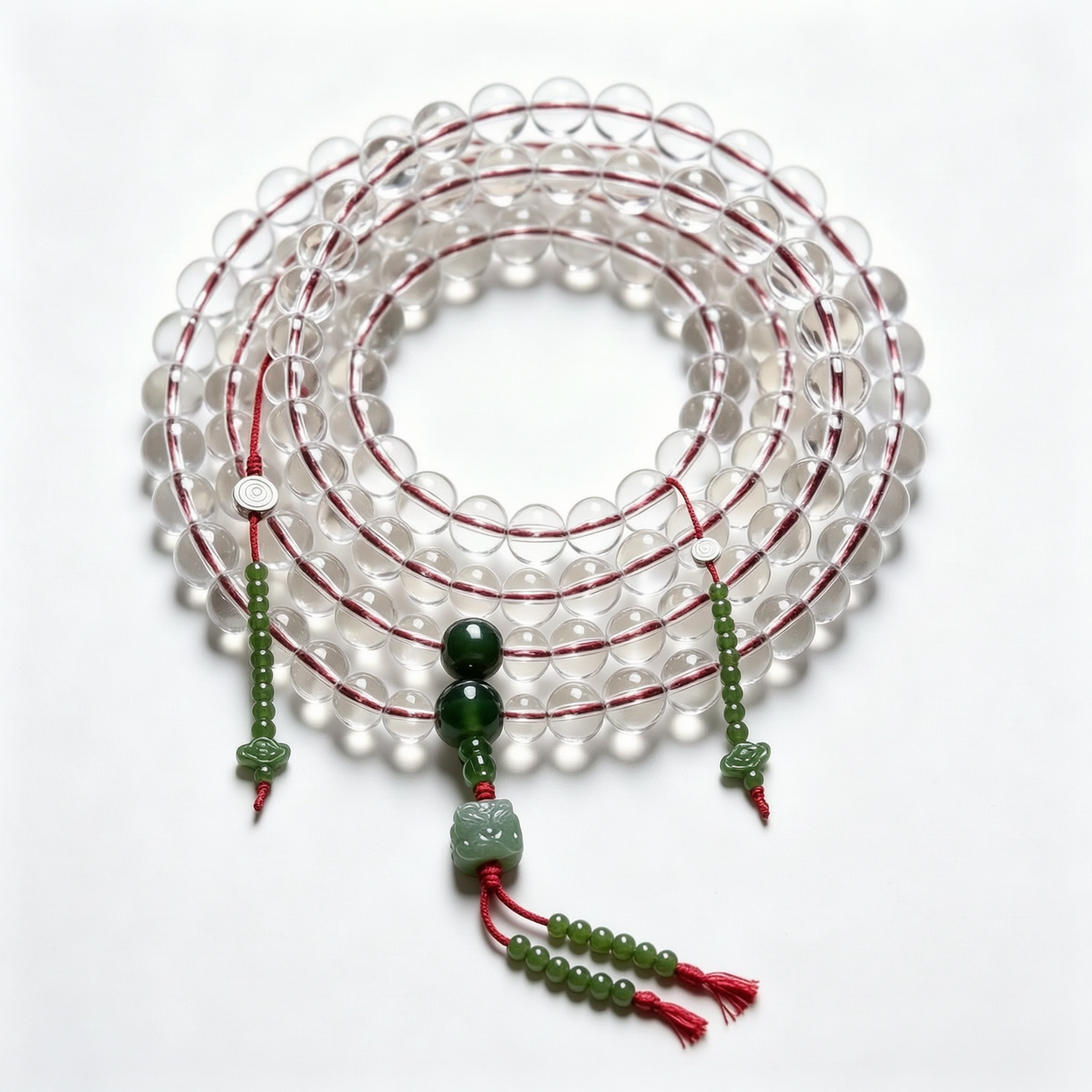 Clear Tibetan-Style Natural White Crystal 108 Mala