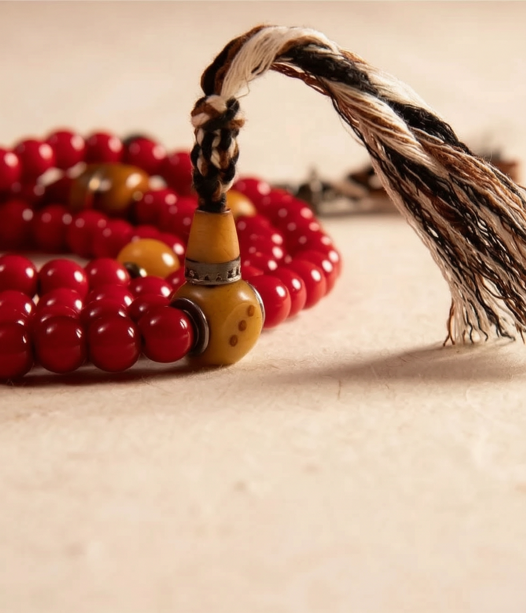 Huaiye Red Tibetan Liuli Glass 108 Mala in Light Tibetan Style