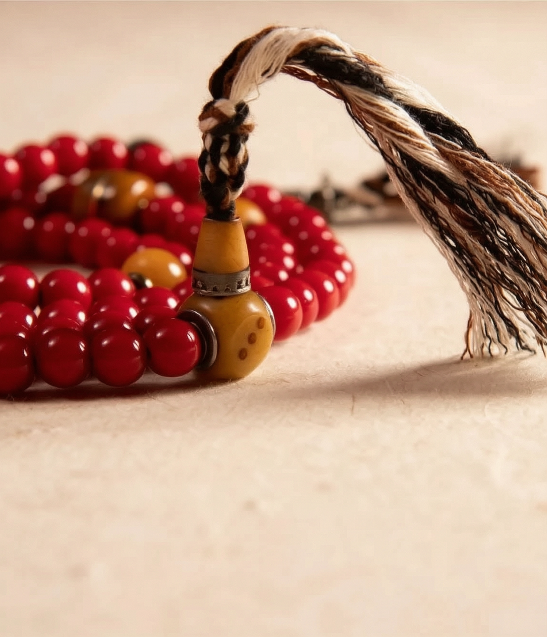 Huaiye Red Tibetan Liuli Glass 108 Mala in Light Tibetan Style