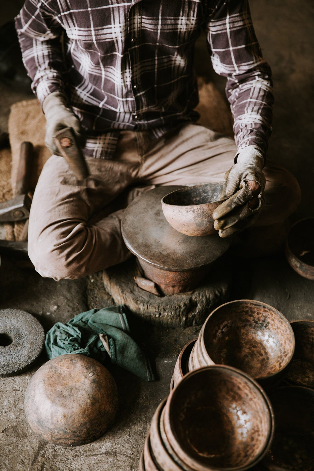 Tibetan Singing Bowl Duo: Hand Hammered & Fire Bowl Set