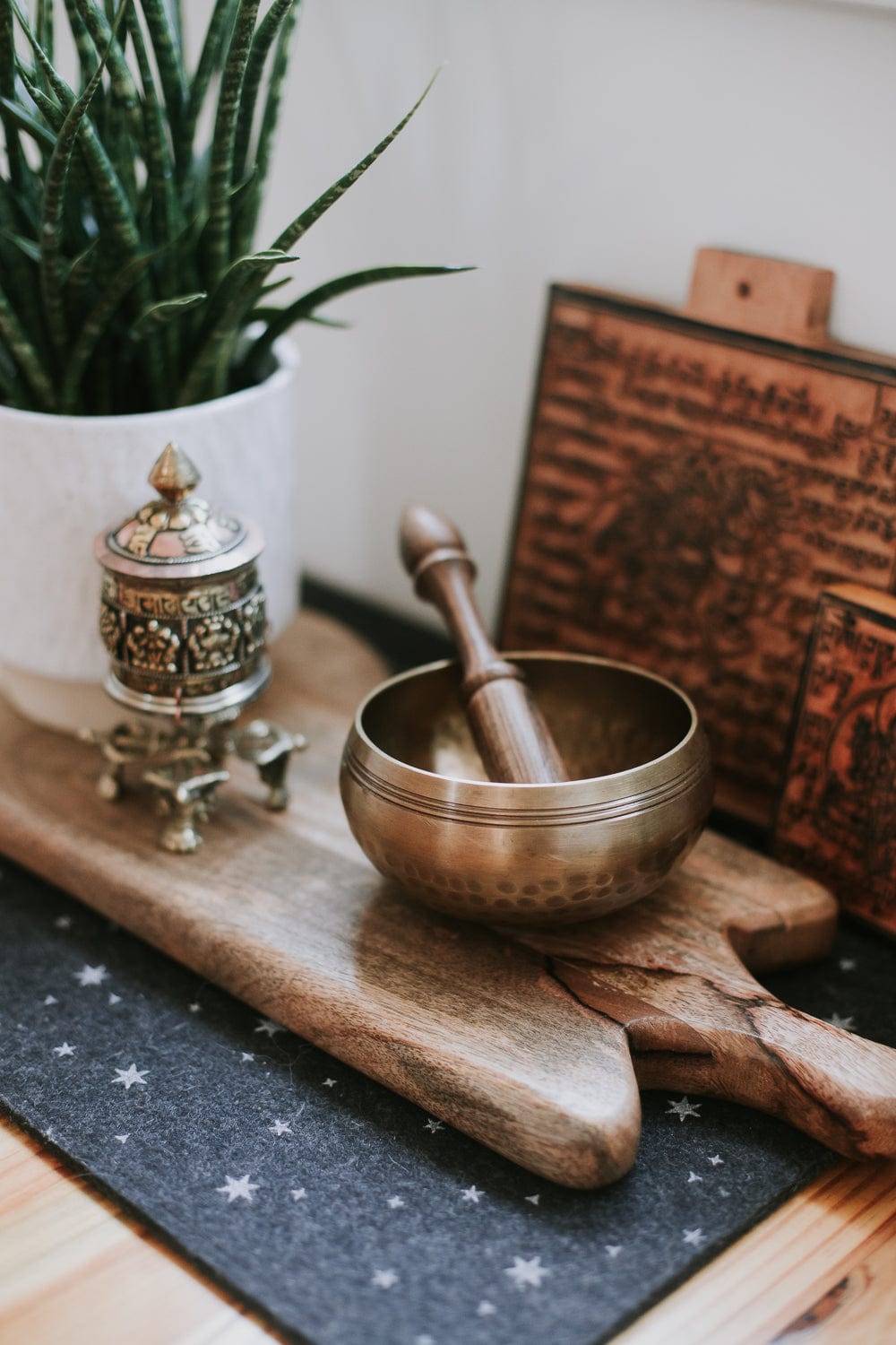 Authentic Hand-Hammered Tibetan Singing Bowl Set