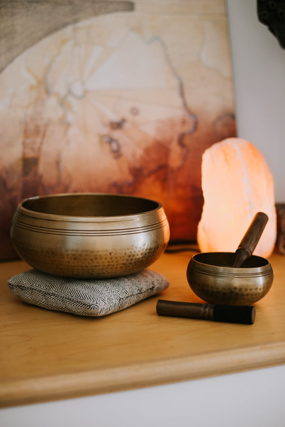 Authentic Hand-Hammered Tibetan Singing Bowl Set